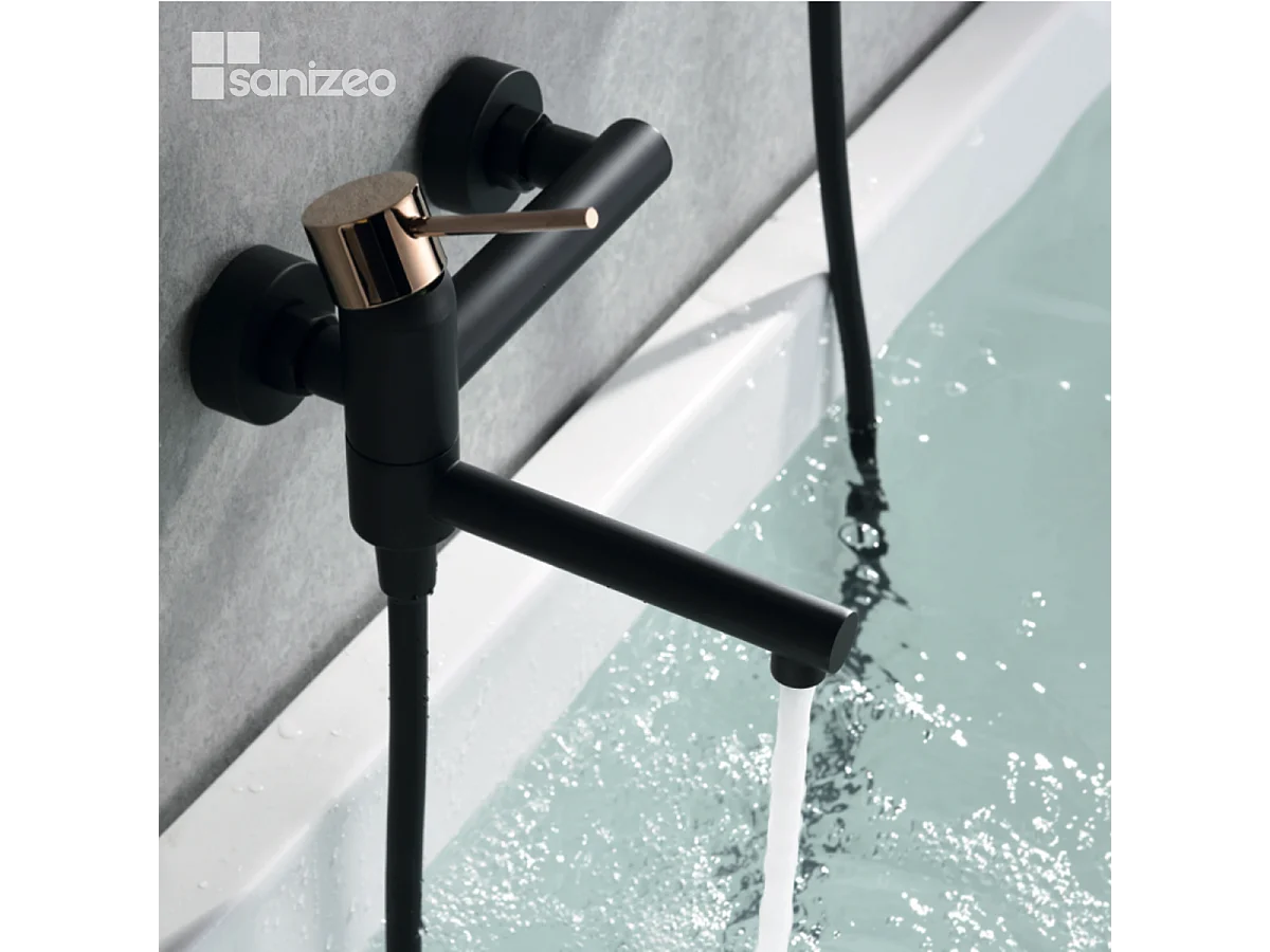 Ensemble Bain/Douche Anti-Calcaire Noir Mat et Or Rose Cuivré MILOS STICK BDYS045-4NOR