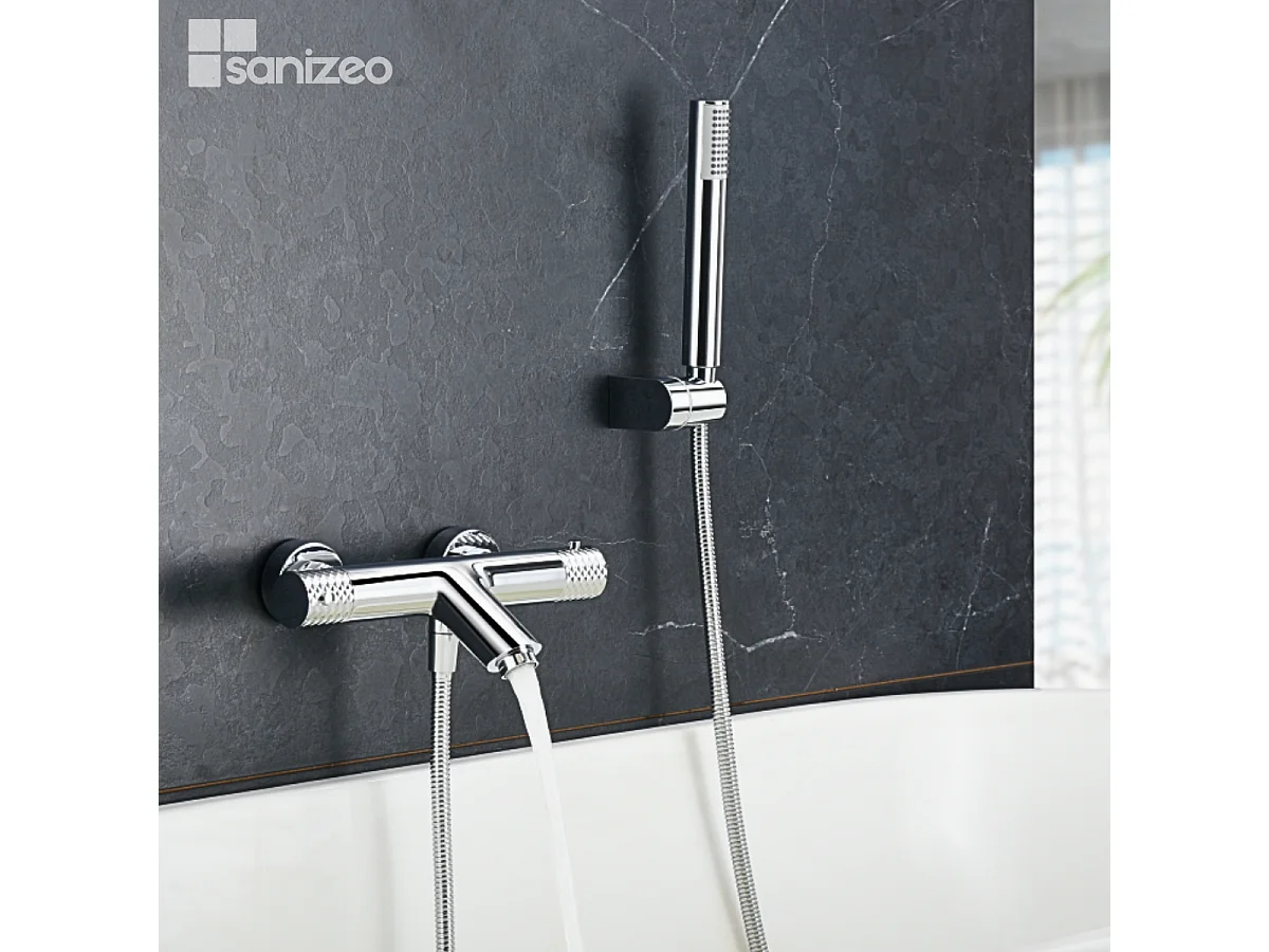 Ensemble Bain/Douche Thermostatique Anti-Calcaire Chrome GENOVA BDG053-4