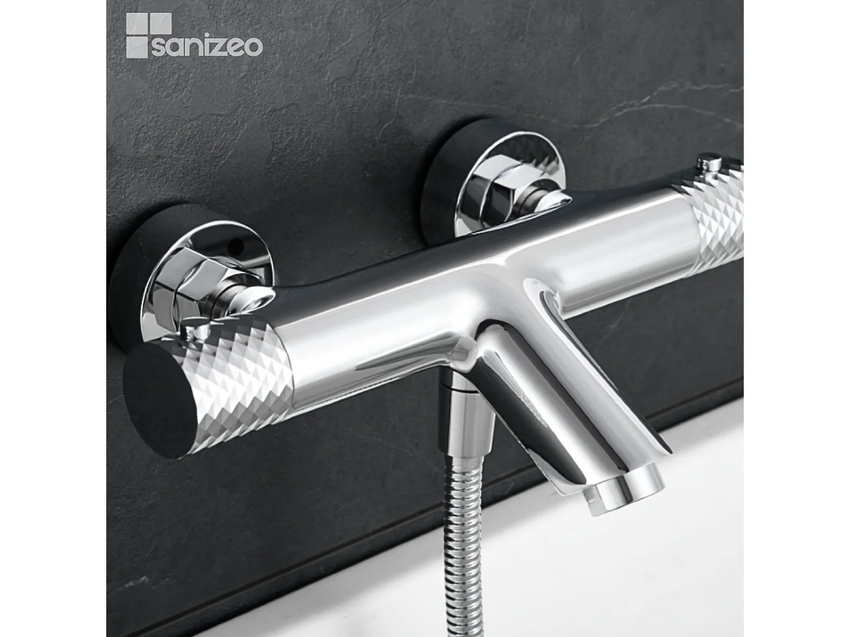 Ensemble Bain/Douche Thermostatique Anti-Calcaire Chrome GENOVA BDG053-4