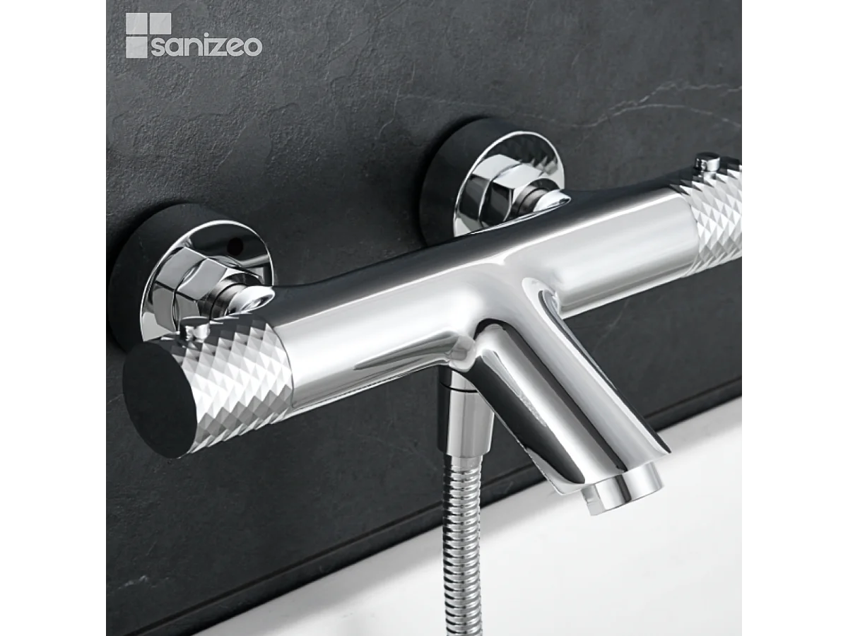 Ensemble Bain/Douche Thermostatique Anti-Calcaire Chrome GENOVA BDG053-4