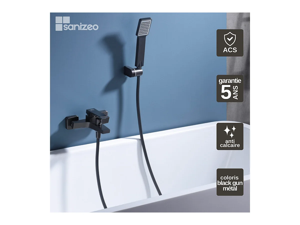 Ensemble Bain/Douche Anti-Calcaire Black Gun Métal ART BDAR025-4BGM