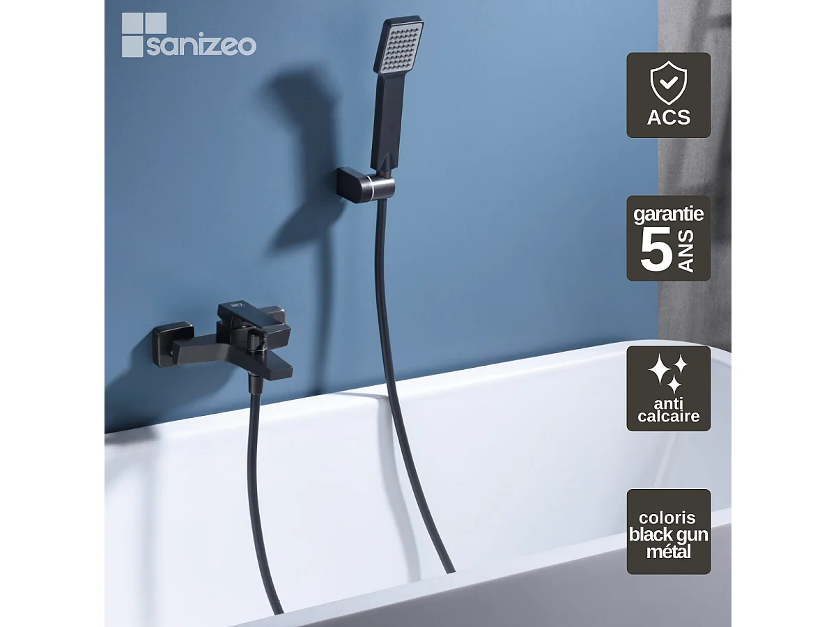 Ensemble Bain/Douche Anti-Calcaire Black Gun Métal ART BDAR025-4BGM