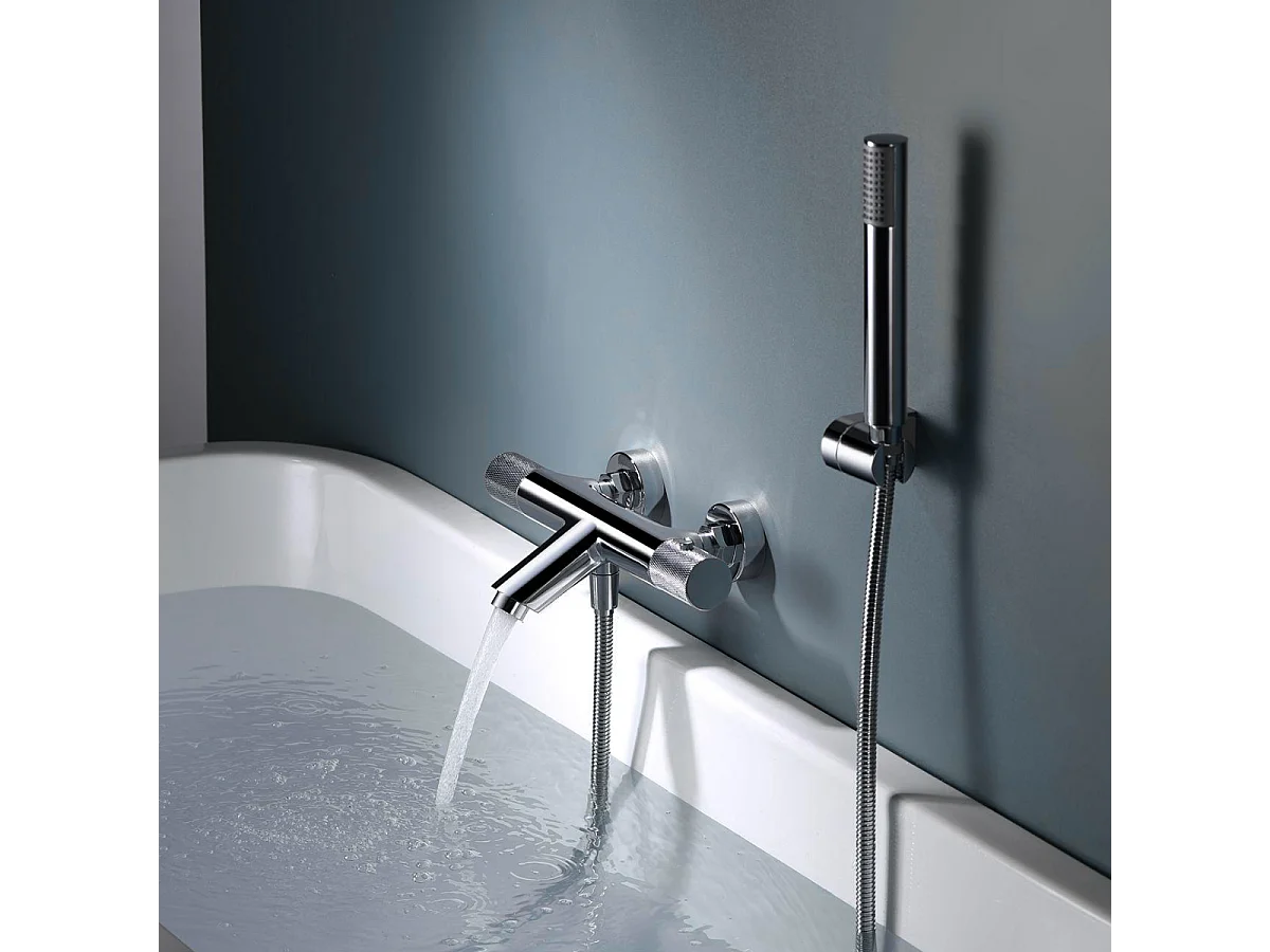 Ensemble Bain/Douche Anti-Calcaire Thermostatique Chrome LINE BTD038-4