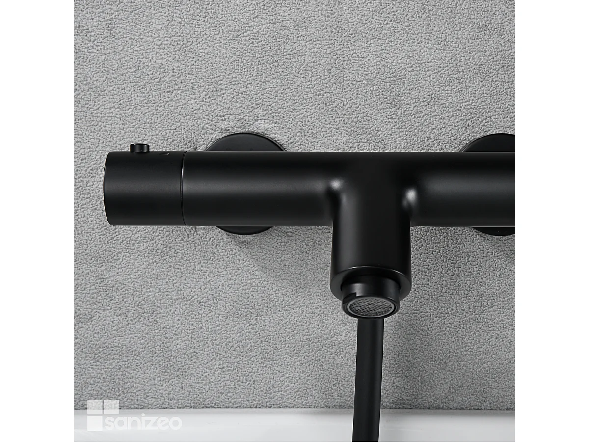 Ensemble Bain/Douche Thermostatique Anti-Calcaire Noir Mat MONZA BTM039-4NG