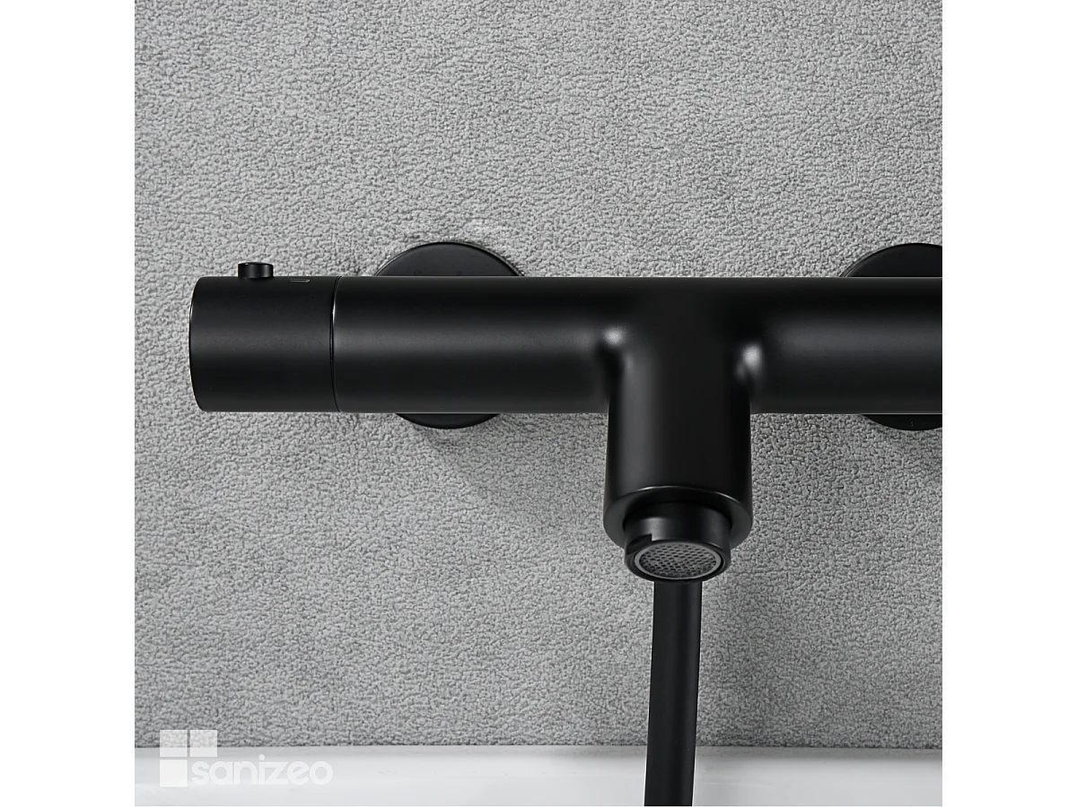 Ensemble Bain/Douche Thermostatique Anti-Calcaire Noir Mat MONZA BTM039-4NG