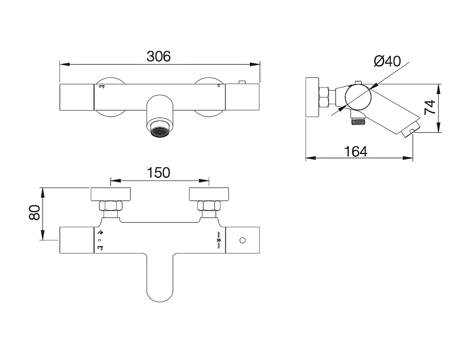 Ensemble Bain/Douche Thermostatique Anti-Calcaire Or Rose Cuivré MONZA BTM039-4ORC