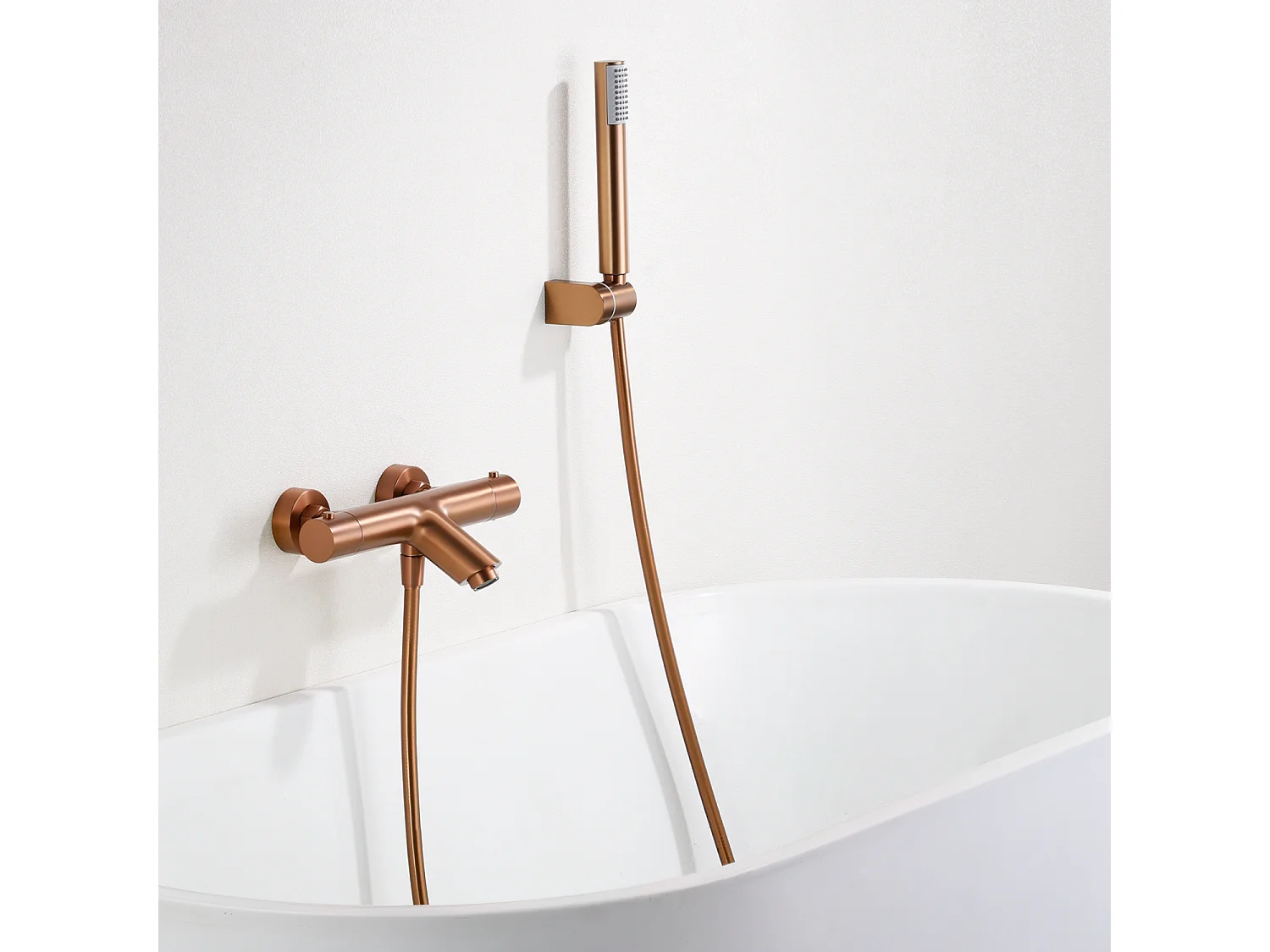 Ensemble Bain/Douche Thermostatique Anti-Calcaire Or Rose Cuivré MONZA BTM039-4ORC