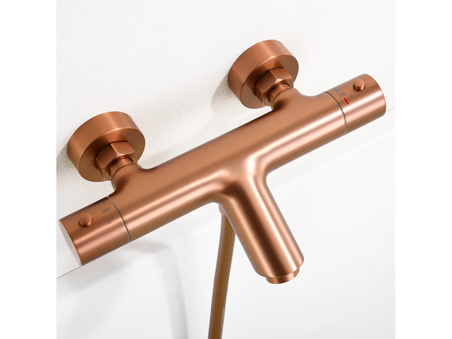 Ensemble Bain/Douche Thermostatique Anti-Calcaire Or Rose Cuivré MONZA BTM039-4ORC