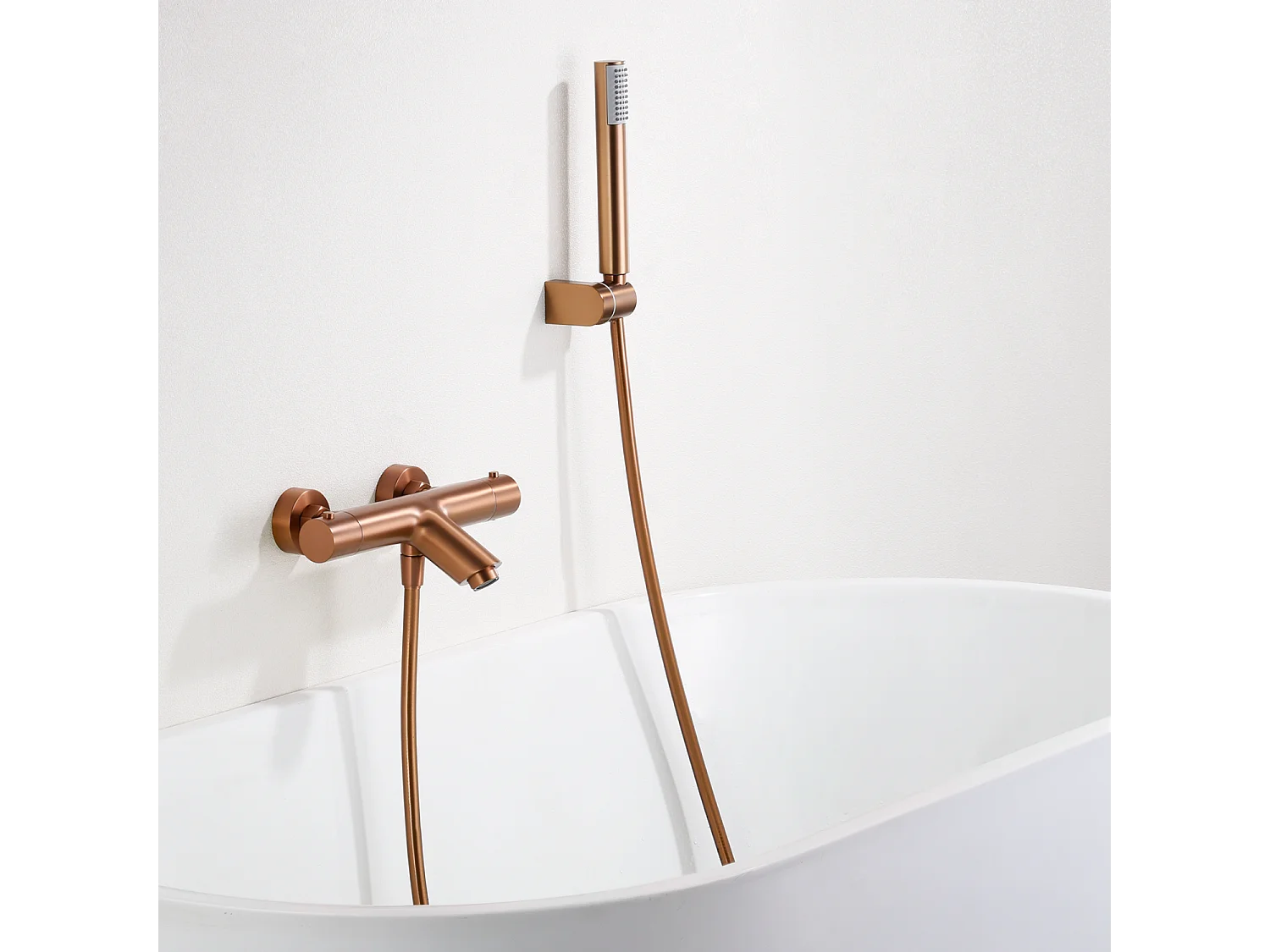 Ensemble Bain/Douche Thermostatique Anti-Calcaire Or Rose Cuivré MONZA BTM039-4ORC