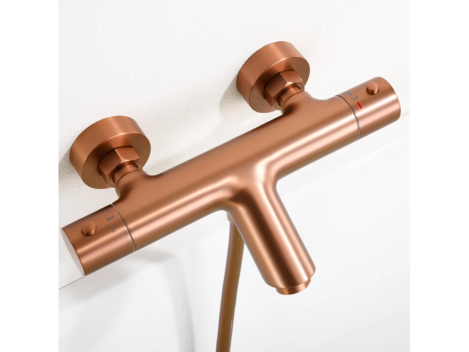 Ensemble Bain/Douche Thermostatique Anti-Calcaire Or Rose Cuivré MONZA BTM039-4ORC