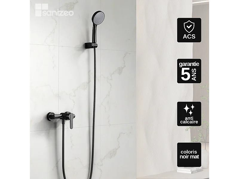 Ensemble Bain/Douche Anti-Calcaire Noir Mat ROMA BDR001-4NG