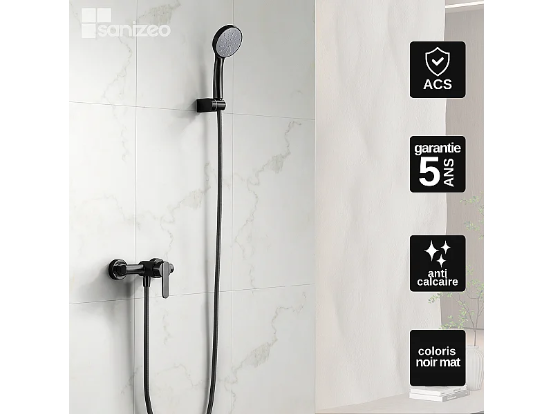 Ensemble Bain/Douche Anti-Calcaire Noir Mat ROMA BDR001-4NG