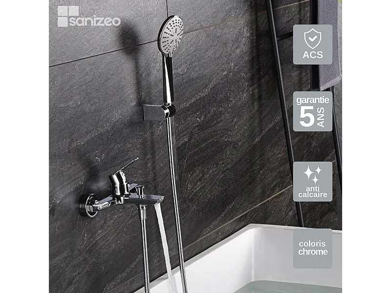Ensemble Bain/Douche Anti-Calcaire Chrome BELGICA BDZ044-4