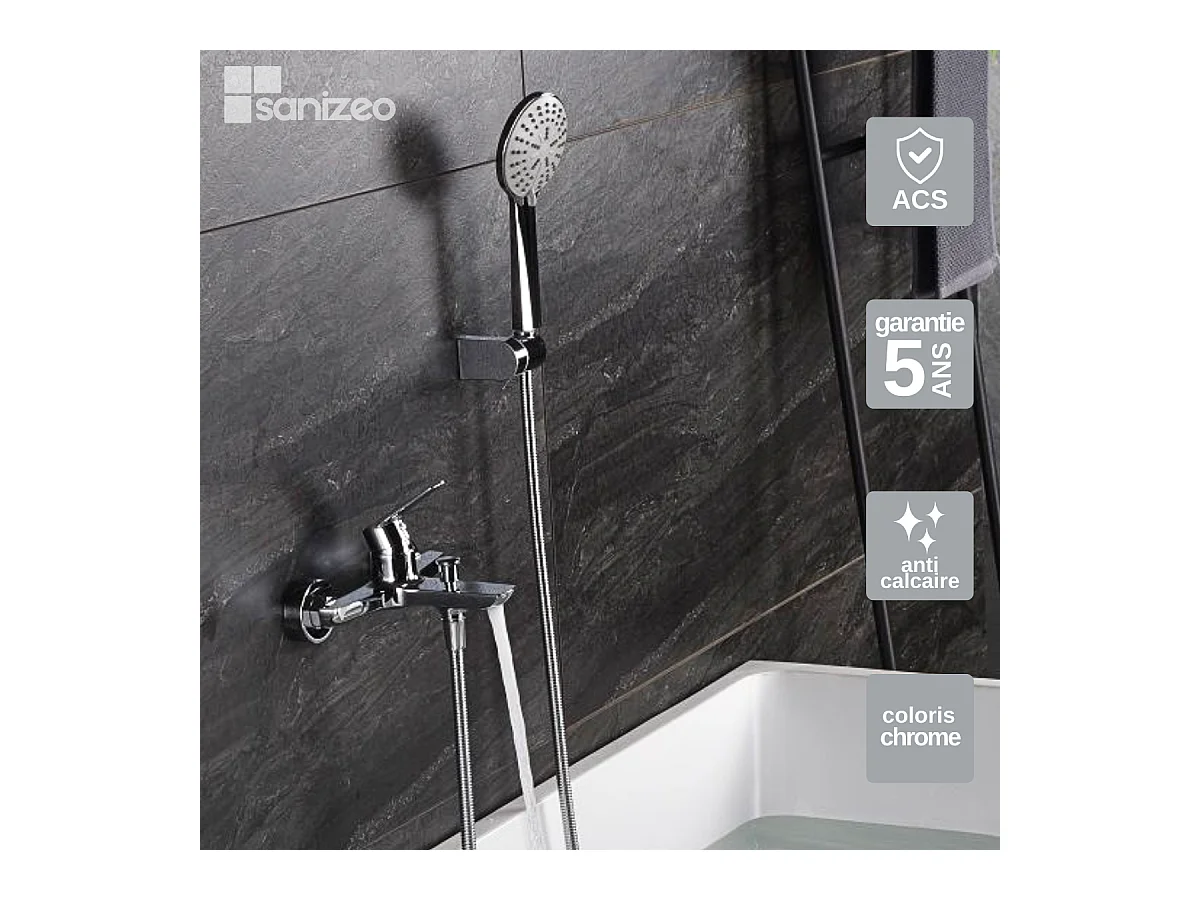 Ensemble Bain/Douche Anti-Calcaire Chrome BELGICA BDZ044-4