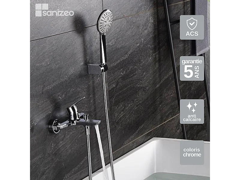 Ensemble Bain/Douche Anti-Calcaire Chrome BELGICA BDZ044-4
