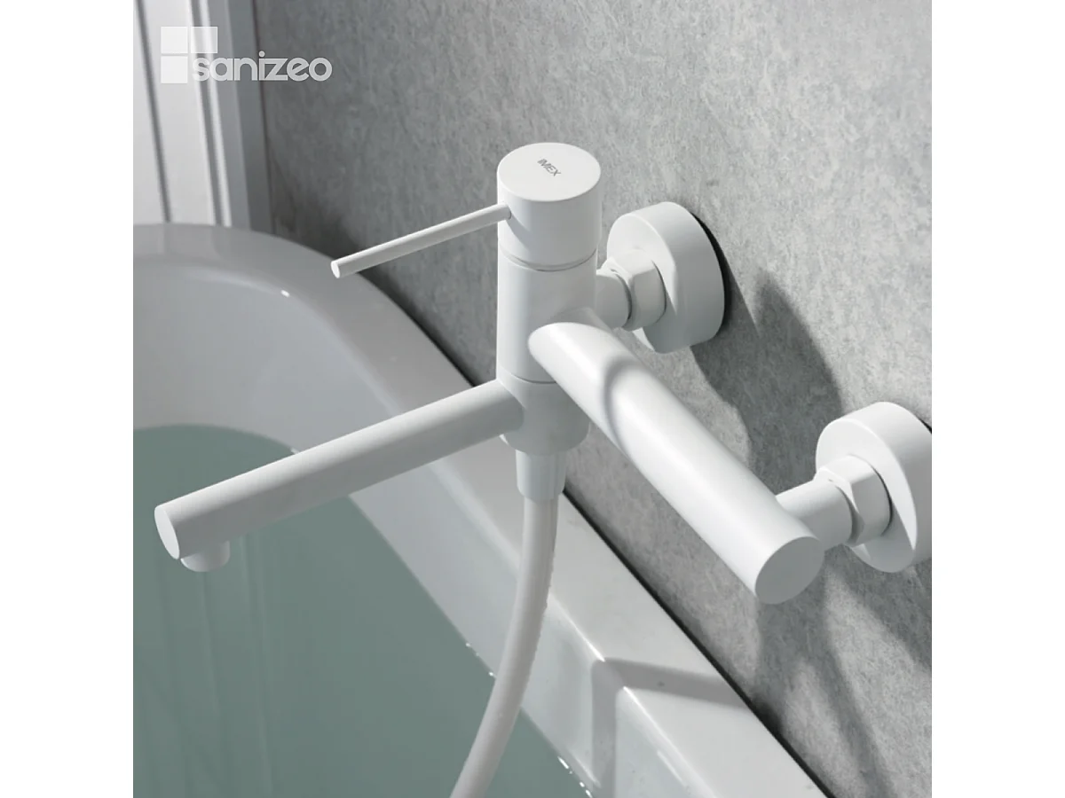 Ensemble Bain/Douche Anti-Calcaire Blanc Mat MILOS STICK BDYS045-4BL