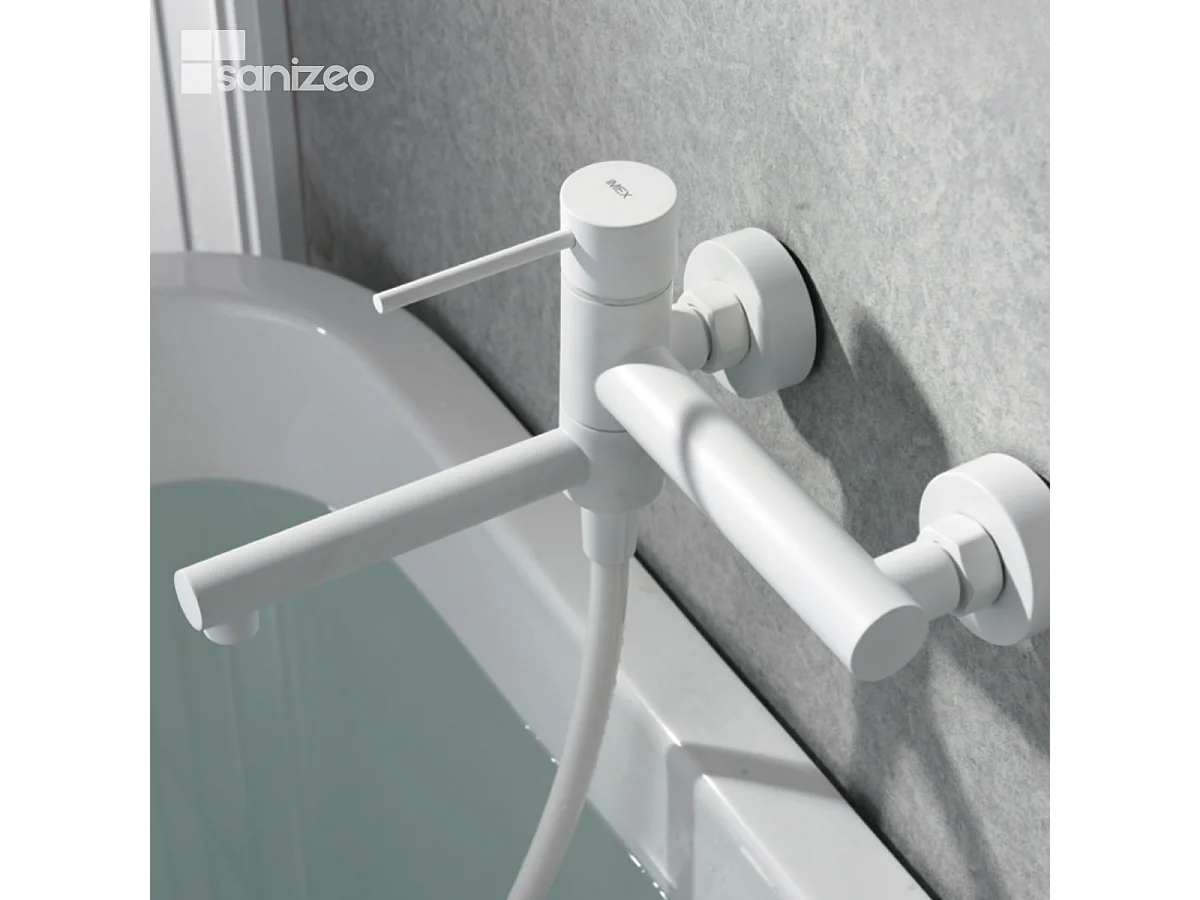 Ensemble Bain/Douche Anti-Calcaire Blanc Mat MILOS STICK BDYS045-4BL