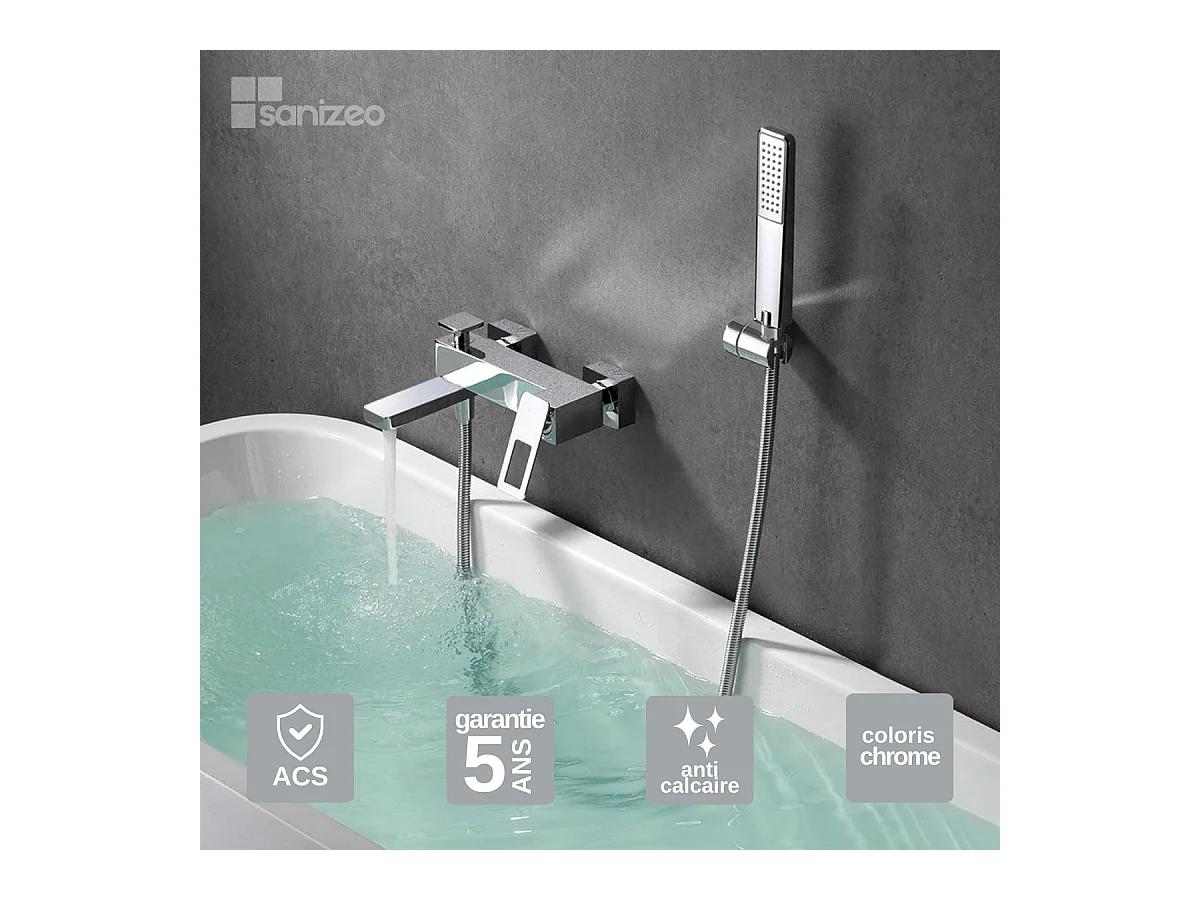 Ensemble Bain/Douche Anti-Calcaire Chrome SUECIA BDC032-7