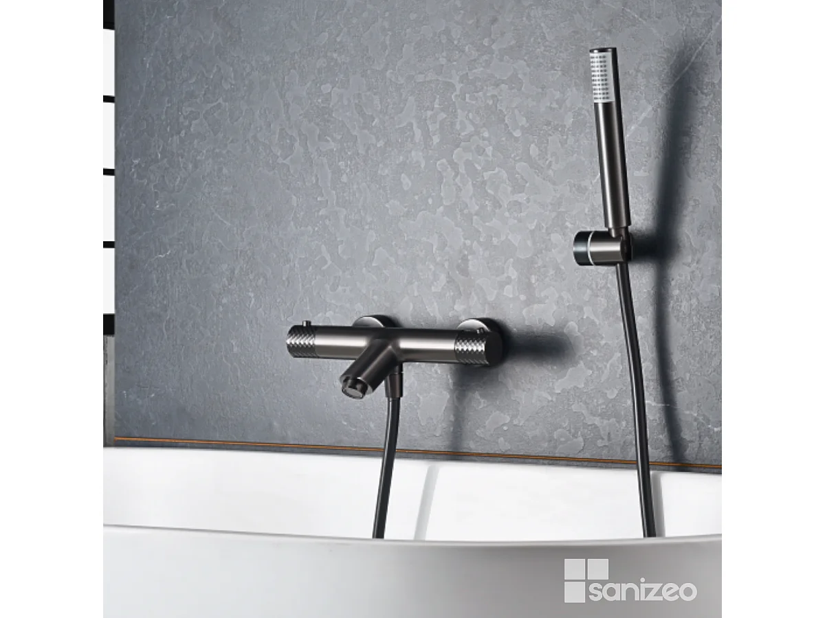 Ensemble Bain/Douche Thermostatique Anti-Calcaire Black Gun Métal GENOVA BDG053-4BGM