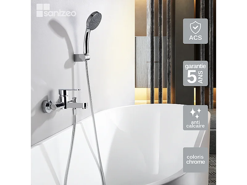 Ensemble Bain/Douche Anti-Calcaire Chrome ROMA BDR001-4