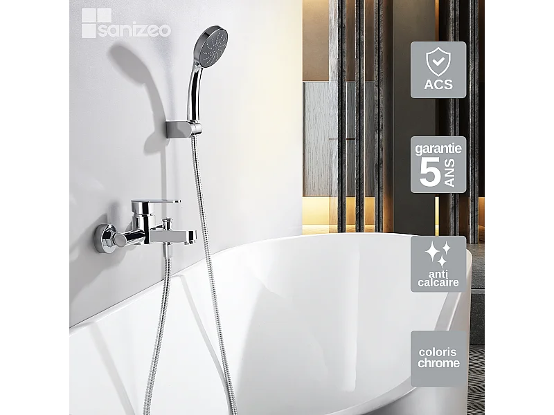 Ensemble Bain/Douche Anti-Calcaire Chrome ROMA BDR001-4