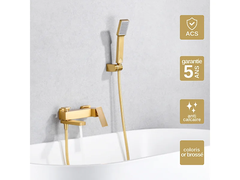 Ensemble Bain/Douche Anti-Calcaire Or Brossé PISA BDP048-4OC