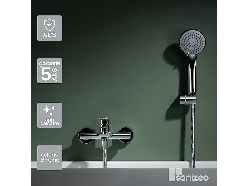 Ensemble Bain/Douche Anti-Calcaire Chrome URAL BDG040-4