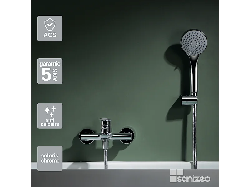 Ensemble Bain/Douche Anti-Calcaire Chrome URAL BDG040-4