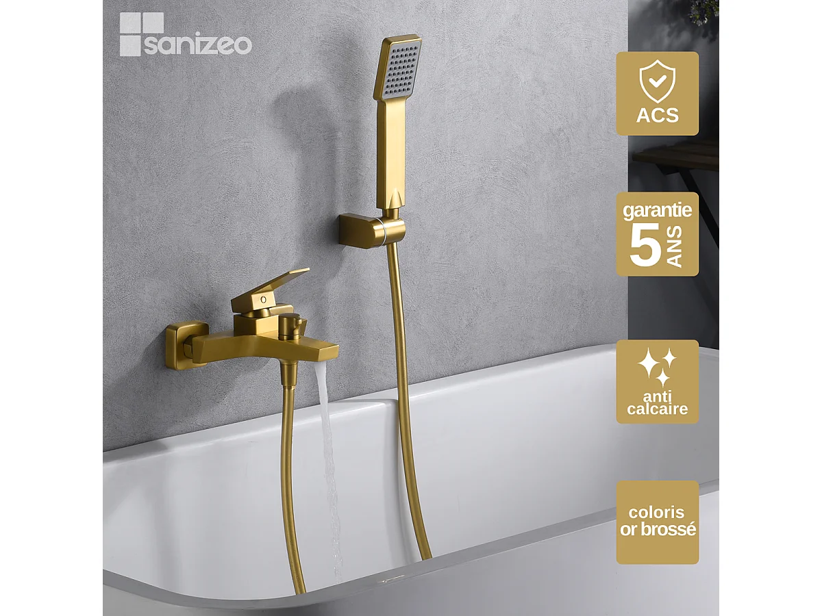 Ensemble Bain/Douche Anti-Calcaire Or Brossé ART BDAR025-4OC