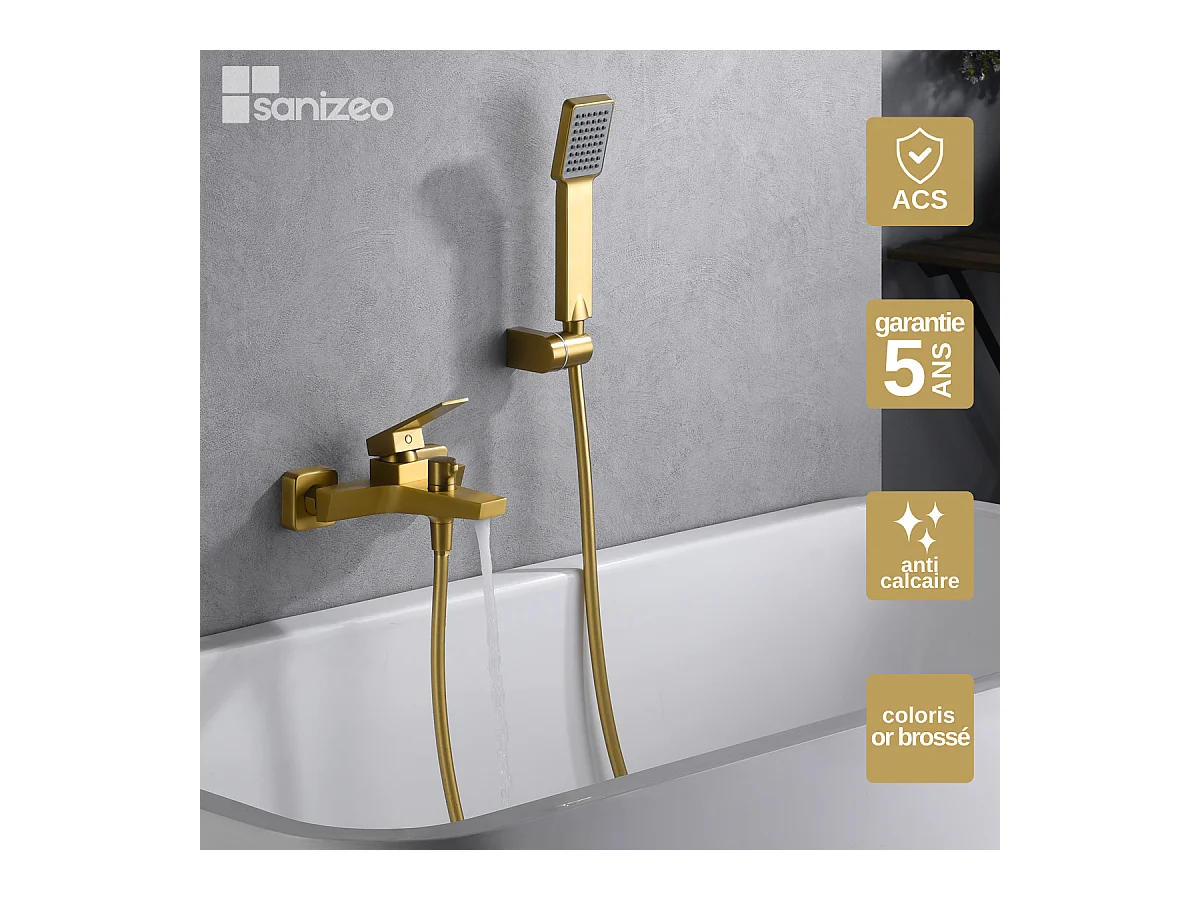 Ensemble Bain/Douche Anti-Calcaire Or Brossé ART BDAR025-4OC
