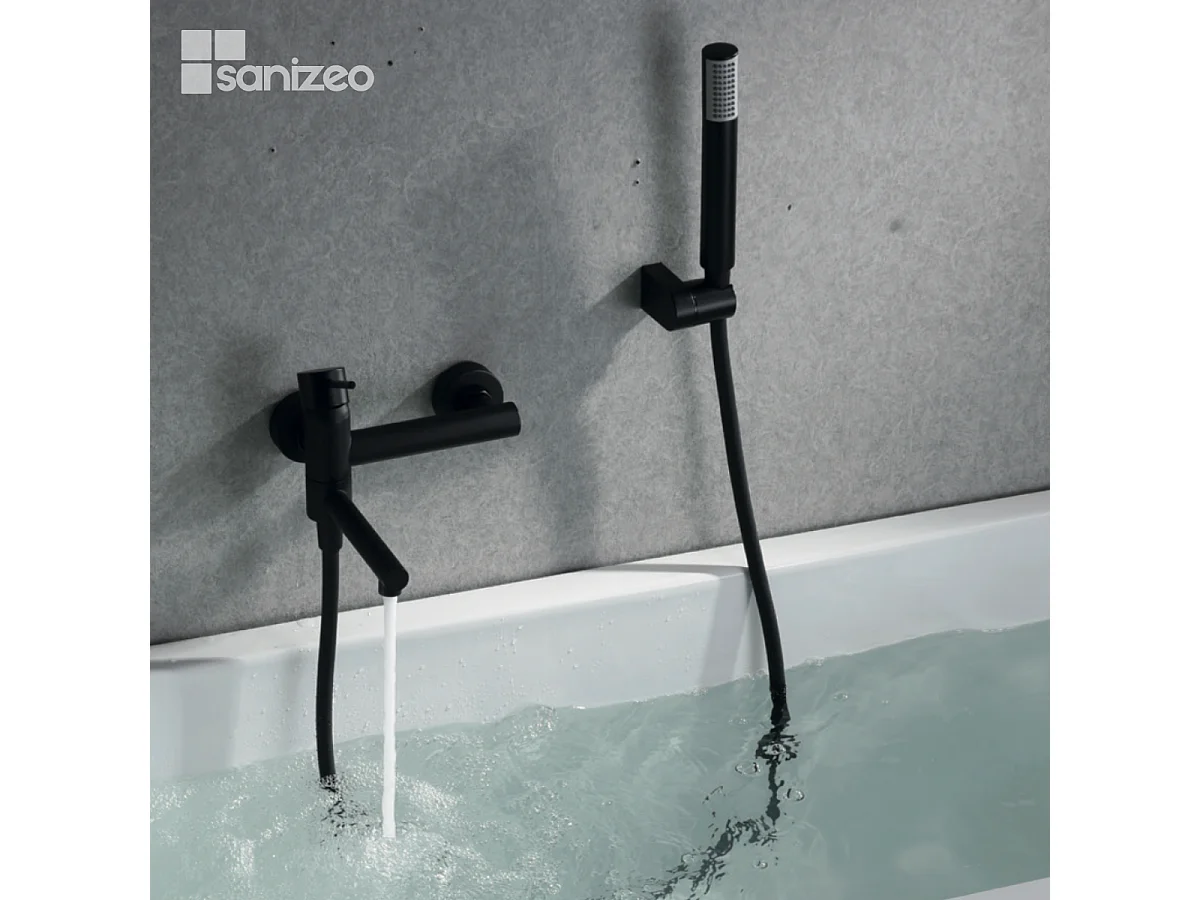 Ensemble Bain/Douche Anti-Calcaire Noir Mat MILOS STICK BDYS045-4NG