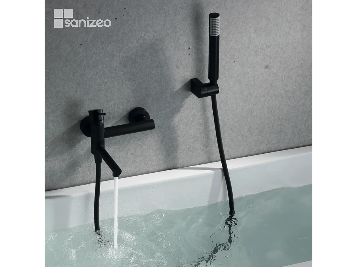 Ensemble Bain/Douche Anti-Calcaire Noir Mat MILOS STICK BDYS045-4NG