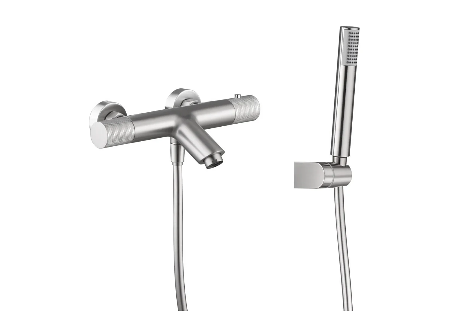 Ensemble Bain/Douche Anti-Calcaire Thermostatique Nickel Brossé LINE BTD038-4NQ