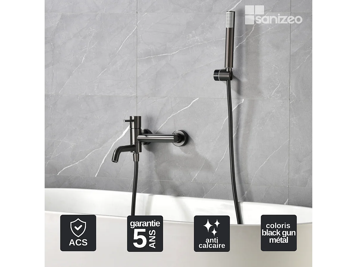 Ensemble Bain/Douche Anti-Calcaire Black Gun Métal MONZA BDM039-4BGM