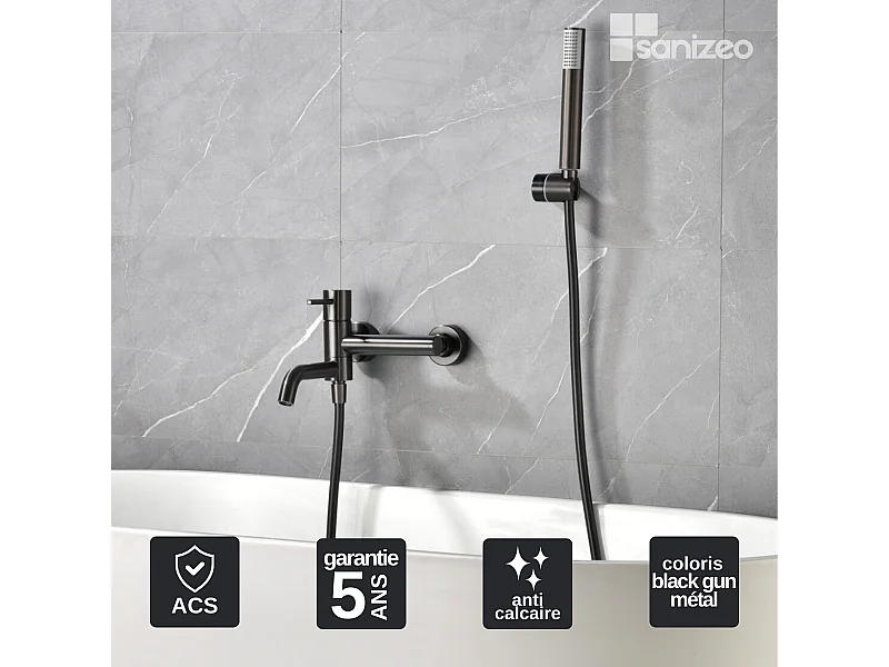 Ensemble Bain/Douche Anti-Calcaire Black Gun Métal MONZA BDM039-4BGM