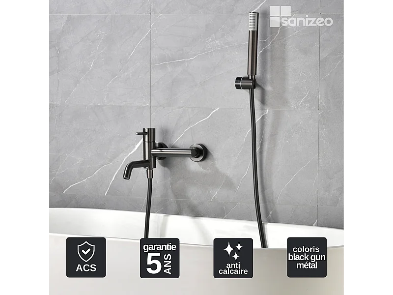 Ensemble Bain/Douche Anti-Calcaire Black Gun Métal MONZA BDM039-4BGM