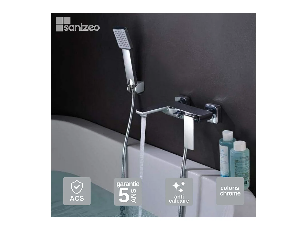 Ensemble Bain/Douche Anti-Calcaire Chrome FIYI BDF016-4