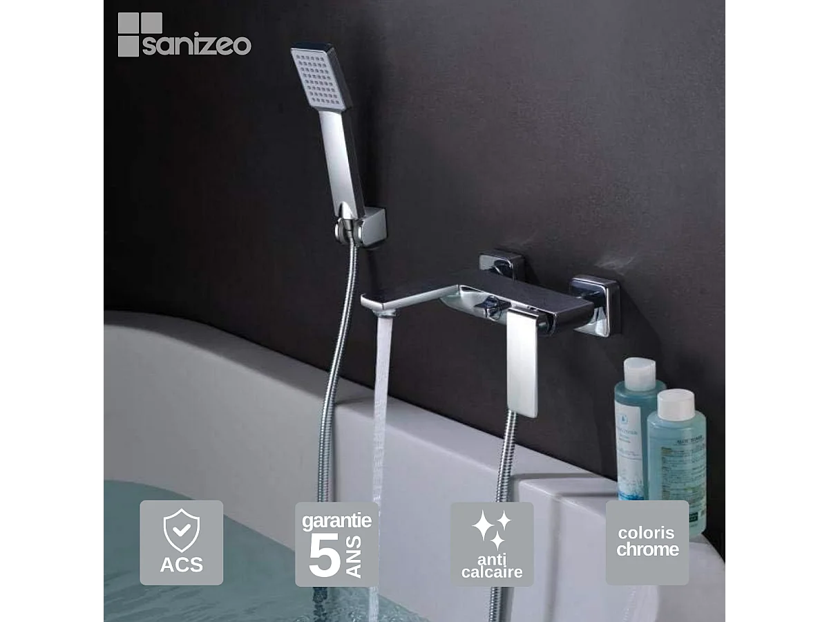 Ensemble Bain/Douche Anti-Calcaire Chrome FIYI BDF016-4