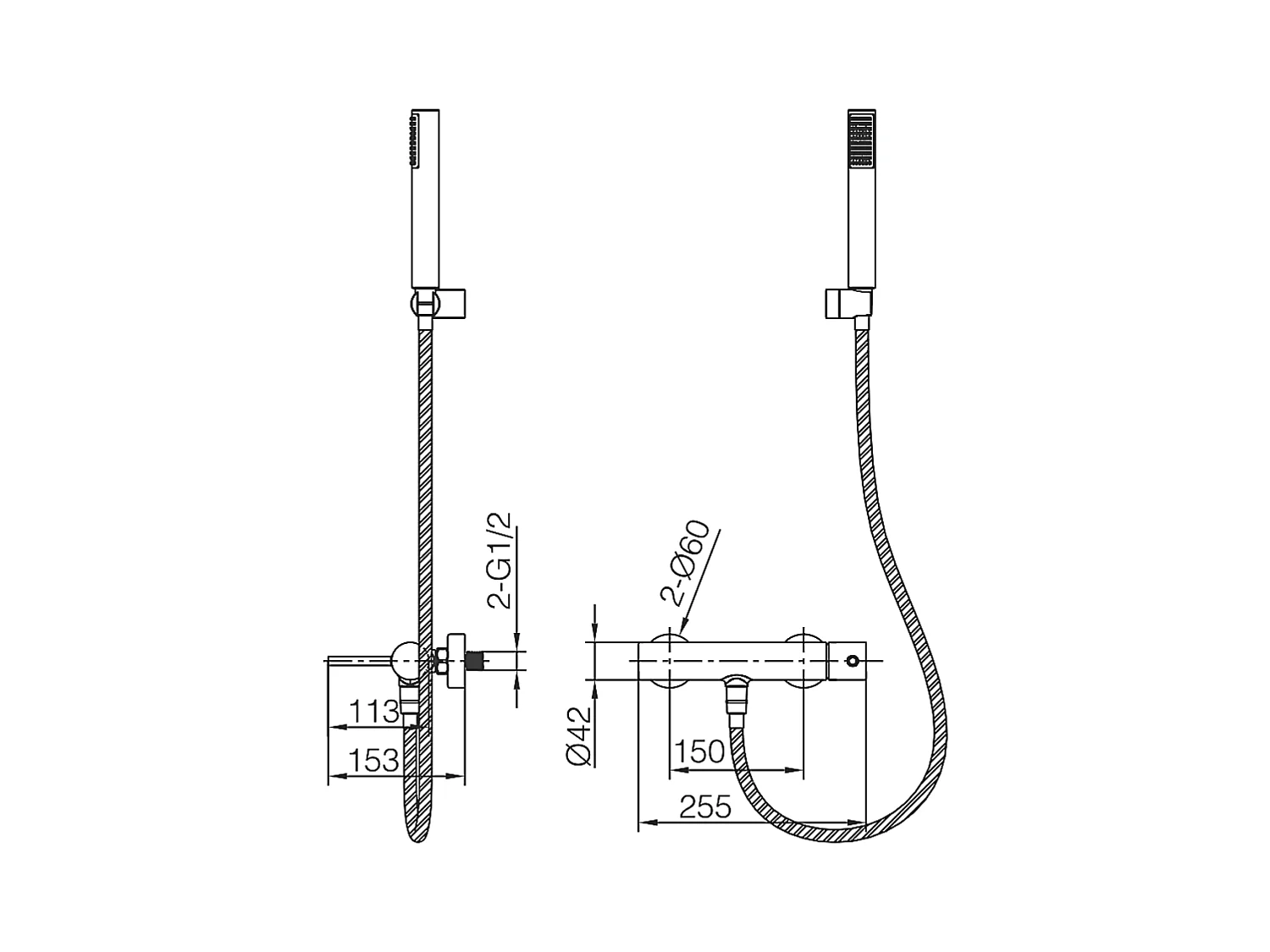 Ensemble Bain/Douche Thermostatique Anti-Calcaire Or Rose Cuivré GENOVA BDG053-4ORC