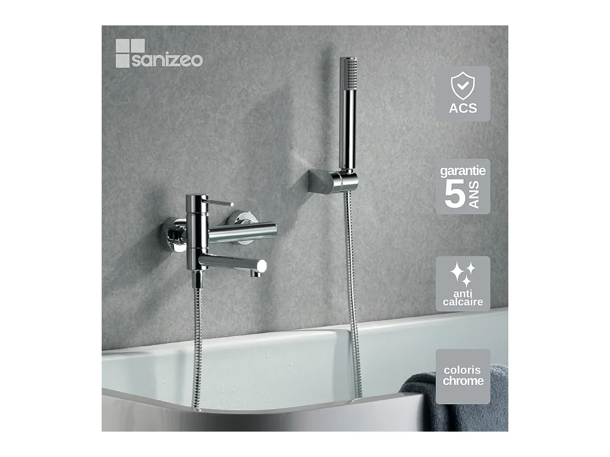 Ensemble Bain/Douche Anti-Calcaire Chrome MILOS STICK BDYS045-4