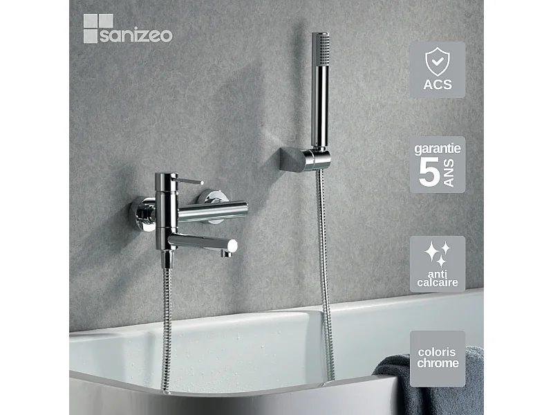 Ensemble Bain/Douche Anti-Calcaire Chrome MILOS STICK BDYS045-4