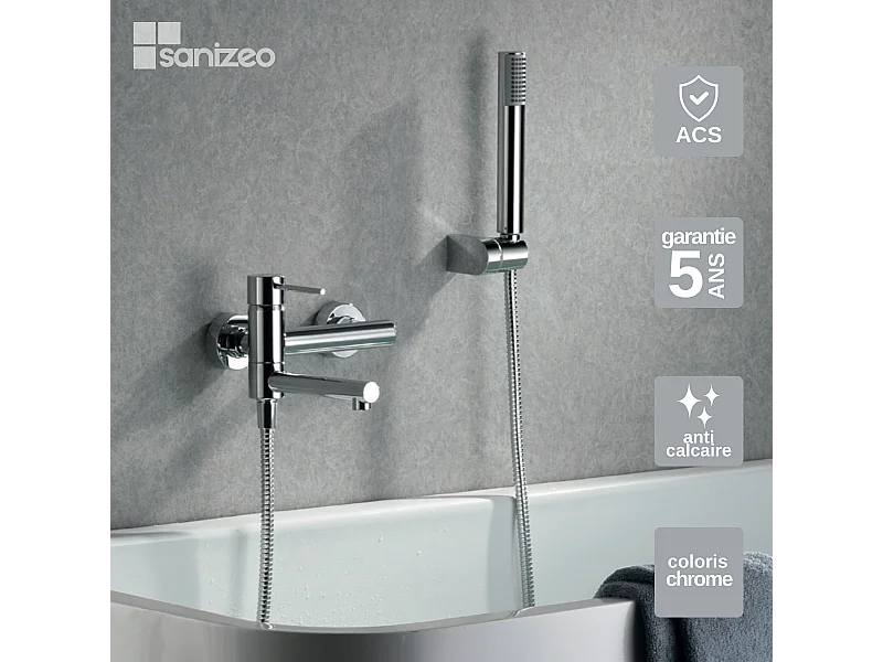 Ensemble Bain/Douche Anti-Calcaire Chrome MILOS STICK BDYS045-4