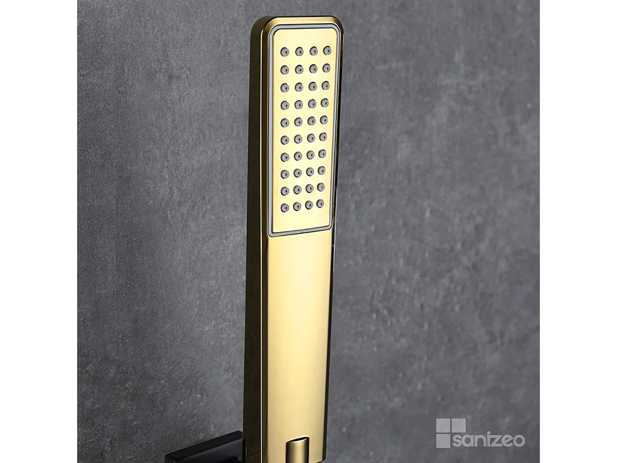 Ensemble Bain/Douche Noir Mat et Or Brillant SUECIA BDC032-7NGOLD