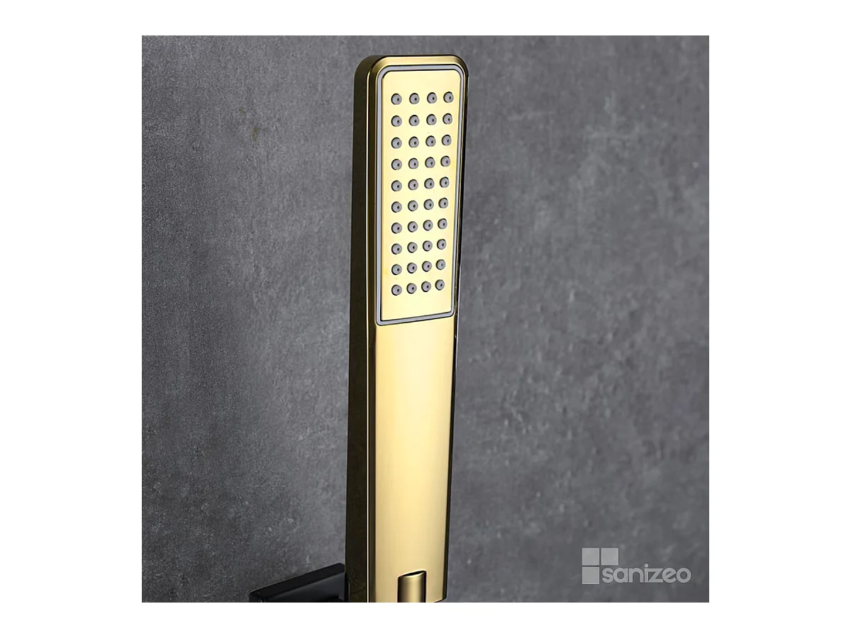 Ensemble Bain/Douche Noir Mat et Or Brillant SUECIA BDC032-7NGOLD