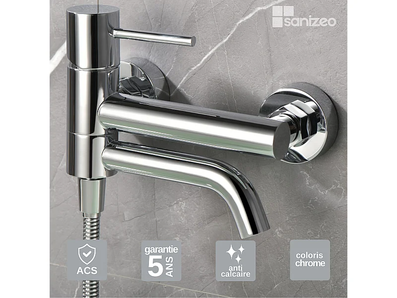 Ensemble Bain/Douche Anti-Calcaire Chrome MONZA BDM039-4