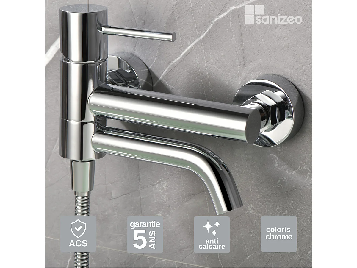 Ensemble Bain/Douche Anti-Calcaire Chrome MONZA BDM039-4
