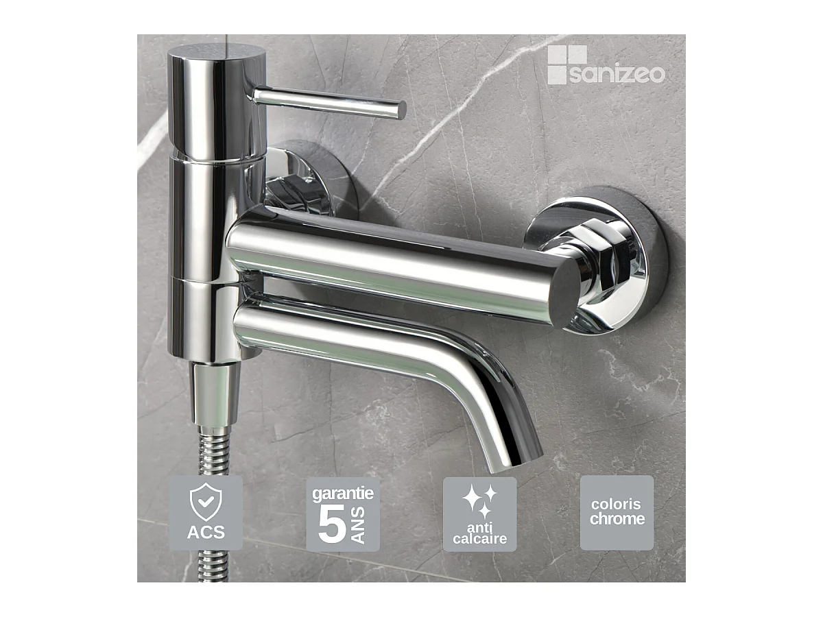 Ensemble Bain/Douche Anti-Calcaire Chrome MONZA BDM039-4
