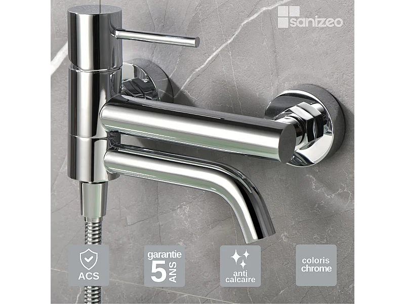 Ensemble Bain/Douche Anti-Calcaire Chrome MONZA BDM039-4