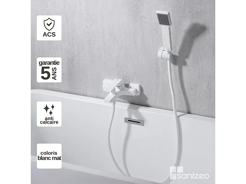 Ensemble Bain/Douche Anti-Calcaire Blanc Mat ART BDAR025-4BL