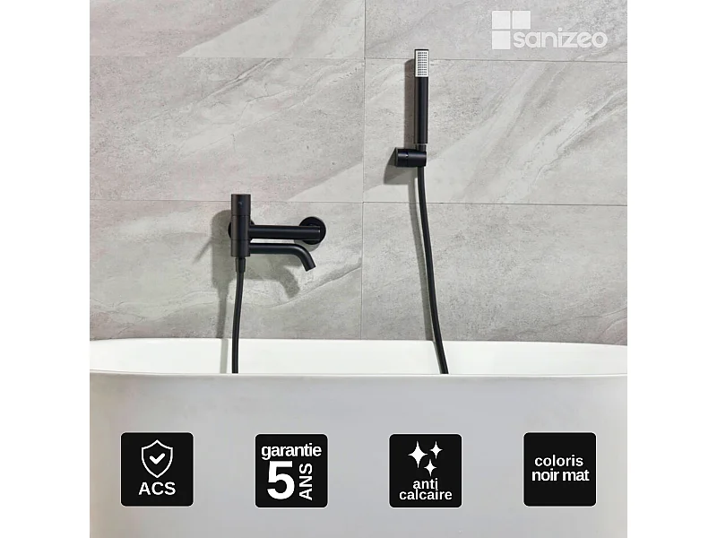 Ensemble Bain/Douche Anti-Calcaire Noir Mat MONZA BDM039-4NG